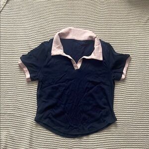 Halara Navy and Pink Women’s Polo Shirt